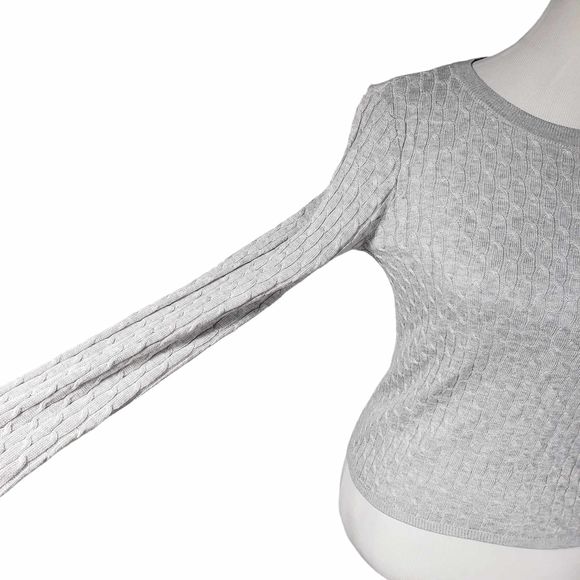 Divided by H&M Jumper Soft Cable Knit Gray Sweater w/ Lemon Applique size SMALL - Picture 3 of 8